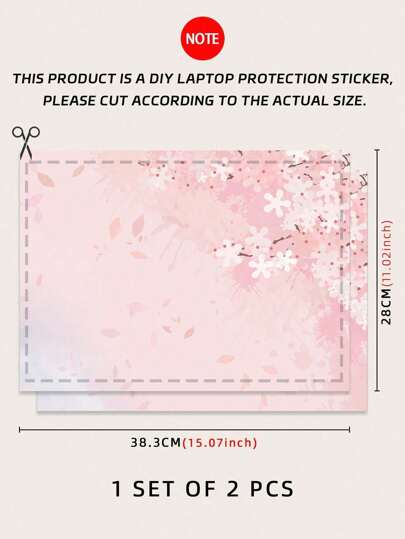 ملصقات لابتوب 15 انش نمط زهر DIY 2 قطع