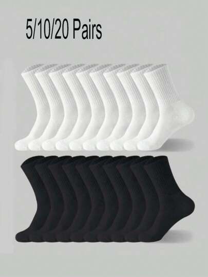 5 أزواج/10 أزواج/20 زوج من جوارب زوجية كاجوال، جوارب تنس، ماصة للعرق ومنفذة للهواء، مناسبة جدًا للارتداء المنزلي