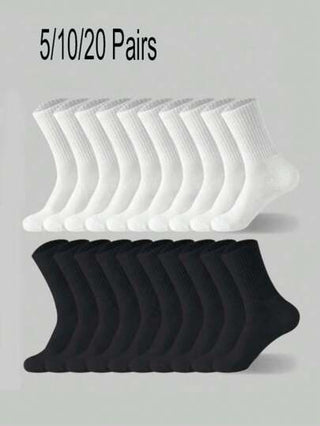 5 أزواج/10 أزواج/20 زوج من جوارب زوجية كاجوال، جوارب تنس، ماصة للعرق ومنفذة للهواء، مناسبة جدًا للارتداء المنزلي
