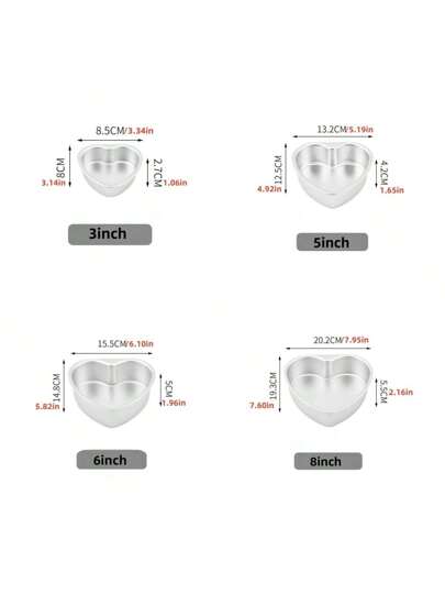 قالب صنع كعكة على شكل قلب من الأنود، مقاس 4/5/6/8 بوصة من الألومنيوم غير لاصق قابل للإزالة في الأسفل، مناسب لأعياد الفلانتين، عيد الميلاد، الزفاف، حفلات رأس السنة، مناسب لمحلات الحلويات، الكيك المنزلي، كيك الشيفون، صنع الكريمشيز| زخرفة كيك أنيقة|...