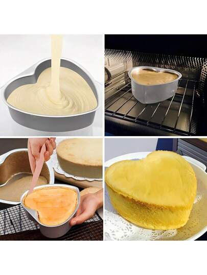 قالب صنع كعكة على شكل قلب من الأنود، مقاس 4/5/6/8 بوصة من الألومنيوم غير لاصق قابل للإزالة في الأسفل، مناسب لأعياد الفلانتين، عيد الميلاد، الزفاف، حفلات رأس السنة، مناسب لمحلات الحلويات، الكيك المنزلي، كيك الشيفون، صنع الكريمشيز| زخرفة كيك أنيقة|...