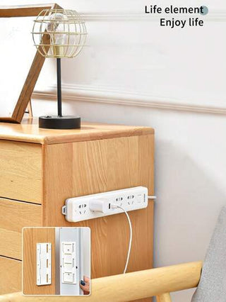 حامل مقبس بدون ثقب، صندوق تخزين سلك التمديد، مناسب للمطبخ والمنزل والمكتب، قابل للتعليق على الحائط، حامل مقبس للسطح الملصق ذاتيًا، خطاف عملي