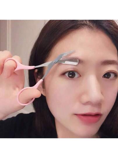 3 قطع مجموعة أدوات تشذيب الحواجب، مقص، مشذب، شكّال حواجب، منزف شعر اللحية والتشذيب