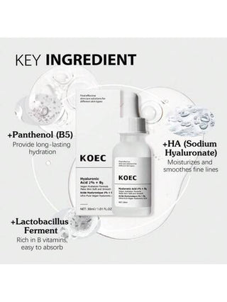 KOEC مجموعة 3 منتجات سيروم للوجه والعين - أطقم العناية بالبشرة - سيروم AHA 30% و BHA 2% للتقشير 30 مل/ 1 أونصة + حمض الهيالورونيك 2% و B5 + سيرورينول 1% في سكولان