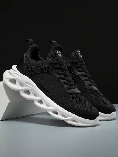 أحذية رياضية كاجوال من النسيج المضفر، متعددة الاستخدامات ذات لون أساسي صلب ، أربطة رباط منخفضة القمة مريحة ، طباعة حرفية كاجوال مخصصة للرجال