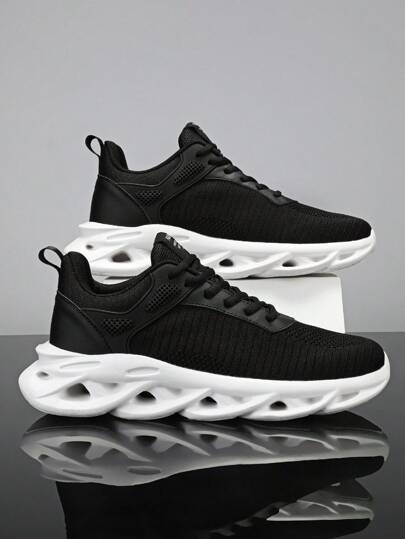 أحذية رياضية كاجوال من النسيج المضفر، متعددة الاستخدامات ذات لون أساسي صلب ، أربطة رباط منخفضة القمة مريحة ، طباعة حرفية كاجوال مخصصة للرجال