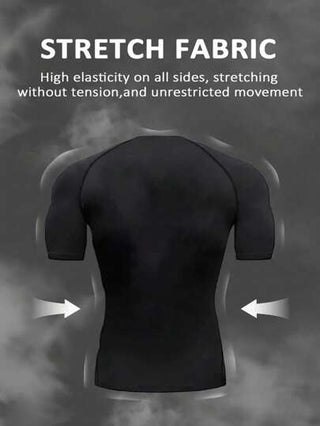 Manfinity Sport Corelite بذلة رياضية للرجال بطبعة عشوائية، ملابس علوية كاجوال بأكمام راجلان وشورت، مناسبة للصيف