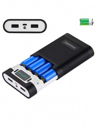 صندوق الطاقة المحمول القابل للإزالة 18650 ببطارية ليثيوم آيون غير ملحوم، علبة بطارية محمولة USB غير ملحومة (البطاريات غير مضمنة)