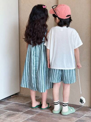Genkimix Kids مجموعتان من ملابس الأطفال الرضع الصيفية العادية، تيشيرت بأكمام قصيرة بطباعة البطيخ + شورت فضفاض مخطط، بدلة بسيطة مريحة