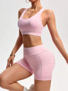 SHEIN Sport Studio بدلة رياضية مكونة من: جاكيت مزود بسحاب وياقة عالية الرقبة وأكمام طويلة، ملابس علوية خلفي مفرغ، وقصير - 3 قطع