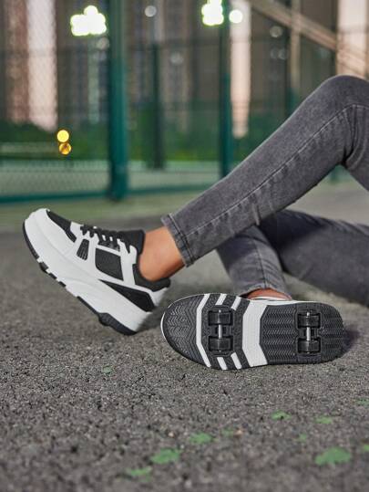 أحذية رياضية خارجية للأطفال مع عجلات قابلة للإزالة، أحذية تزلج متعددة الأغراض