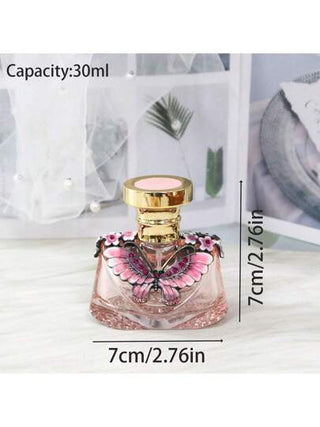 1 قطعة زجاجة عطر زخرفية مطبوع عليها أزهار وفراشات سعة 30 مل، إكسسوارات تجميل منزلية، هدية للنساء والفتيات، زجاجة سفر فارغة للاستخدام والتخزين