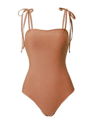 مايوه حريمي قطعة واحدة Swim Vcay بدلة سباحة قطعة واحدة للنساء، مخططة للعطلات الصيفية والشاطئ بحمالات رفيعة