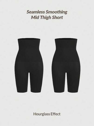 Shape سراويل قصيرة للسيدات بخصر عالي وقواطع تشكيلية بلون سادة للاستخدام اليومي