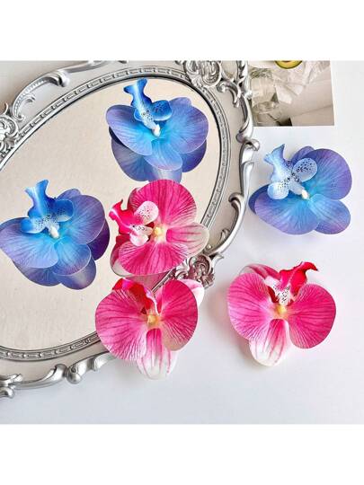 زوج واحد من أحذية الزينة المزينة بزهور الفراشة ونجمة البحر، ديكور للشعر والإكسسوارات اليدوية للزينة والمطرزات والكعك واحتفالات أعياد الميلاد والحفلات الراقصة بدون مشبك