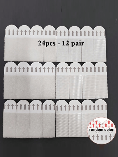 أثاث مكتبي 24 قطعة من أشرطة تعليق الصور بدون ثقوب - خطافات جدارية مزدوجة الجانب قابلة للإزالة للإطارات واللوحات الفنية، ملصقات تركيب لاصقة مقاومة للماء