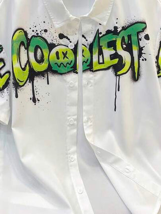 قميص بطباعة شعار مغطى للأولاد المراهقين إطلالة الشارع