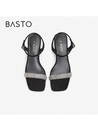 BASTO صندل نساء بكعب سميك عصري، لون سادة أنيق متعدد الاستخدامات للتنقل