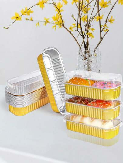 10 قطع صناديق تعبئة وتغليف مستطيلة مغطاة، إبداعية وبسيطة وعملية وذات سعة كبيرة لصناديق الحلويات، مناسبة لتقديم جبنة مشوية، بطاطا حلوة، سوشي، دوريان مخبوز، خبز، لمحل الحلويات، المطعم، المطبخ، المنزل، الحفلات، الزفاف، التخرج، هدايا عيد الأم، الهدايا،...