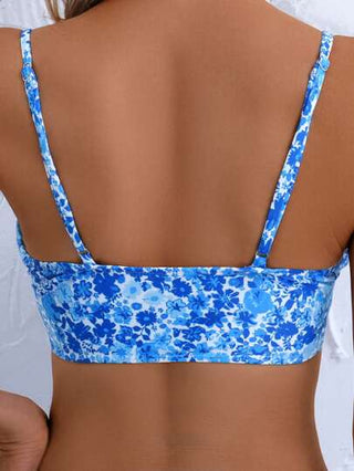 طقم تانكيني حريمي Swim Mod مجموعة من قطعتين بطبعات عشوائية، ملابس علوية بيكيني دعامي وأسفل بيكيني مقطع عالي، ملابس سباحة للشاطئ والحمام مثيرة وإضفاءة ألوان