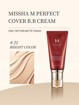 Missha كريم BB الكامل رقم 21 بيج فاتح للبشرة الساطعة SPF 42 PA+++ 50مل - مرطب ملون للوجه مع واقي شمس