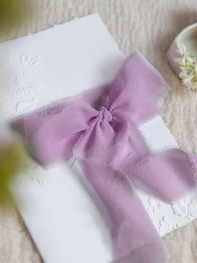 لفة واحدة من الشيفون الشريط مع حواف مبهلة، 4*500سم شريط هدايا بلون صلب، ديكور باقات الزفاف، مستلزمات حرفية DIY، ديكور بطاقات دعوة الزفاف، شريط تغليف هدايا عيد الميلاد، ديكور الشرائط والفرو للأسلوب العصري للحفلات