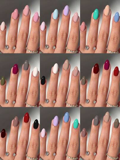 288 قطعة/صندوق (24 لون مختلط) أظافر صناعية قصيرة بيضاوية لامعة بألوان صلبة تنطبق بشكل مثالي مصممة للأظافر الاصطناعية الأكريليك، تشمل 4 حبة من مواد اللصق الجيلي و 2 مِلَف أظافر ، اتبع قلبك وأظهر أسلوبك ، مناسب للنساء والفتيات لاستخدامات اليومية والحفلات
