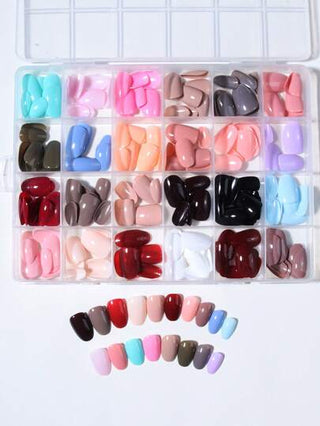 288 قطعة/صندوق (24 لون مختلط) أظافر صناعية قصيرة بيضاوية لامعة بألوان صلبة تنطبق بشكل مثالي مصممة للأظافر الاصطناعية الأكريليك، تشمل 4 حبة من مواد اللصق الجيلي و 2 مِلَف أظافر ، اتبع قلبك وأظهر أسلوبك ، مناسب للنساء والفتيات لاستخدامات اليومية والحفلات
