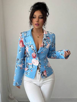 Elenzga سترة نسائية مطبوعة بتصميم بسيط وكريم