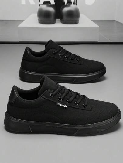 أحذية رياضية كاجوال بكعب منخفض قماش متنوعة بتفاصيل حرفية أنيقة بلون أحادي والخياطة الملونة ، أحذية كانفاس مريحة للاستخدام اليومي والشارع للرجال ، للاستخدام في جميع المواسم