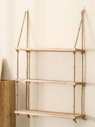 1 قطعة (مع خطاف) رف حائط زخرفي معلق بحبل، لا يحتاج ثقب، مناسب للغرفة المعيشية، غرفة الدراسة، الحمام، المرحاض، المطبخ، السكن الطلابي، رف خشبي، رف حائطي ديكوري، علاقة تخزين، رف كتب للأطفال، خزانة.