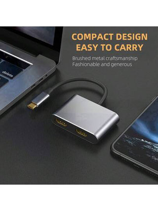 محول متعدد الاستخدامات من 4 في 1 مع منفذي HDTV مزدوجين ، USB 3.0 ، شحن PD بقوة 60 وات - يدعم إخراج HDTV مزدوج بدقة 4K