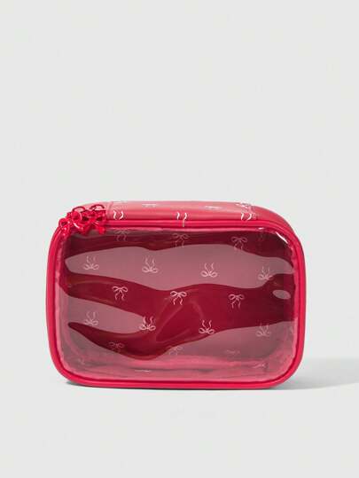 ROMWE Kawaii كيس تنظيم شفاف مطبوع عليه فراشات للسفر، حقيبة تخزين محمولة للمكياج والمستحضرات