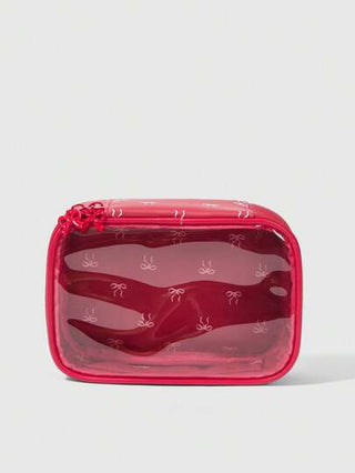 ROMWE Kawaii كيس تنظيم شفاف مطبوع عليه فراشات للسفر، حقيبة تخزين محمولة للمكياج والمستحضرات