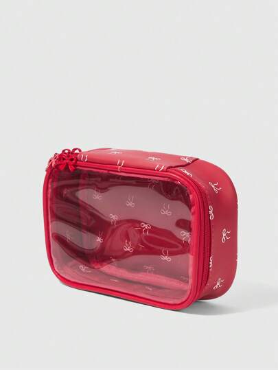 ROMWE Kawaii كيس تنظيم شفاف مطبوع عليه فراشات للسفر، حقيبة تخزين محمولة للمكياج والمستحضرات