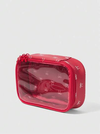 ROMWE Kawaii كيس تنظيم شفاف مطبوع عليه فراشات للسفر، حقيبة تخزين محمولة للمكياج والمستحضرات