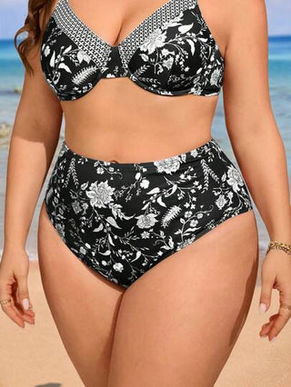 Swim Lushoire قطعة سفلية لبكيني للمرأة الممتلئة الجسم مطبوعة بزهور ذات خصر عالٍ بتصميم بسيط عصري