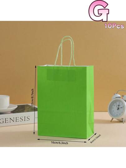 SHEIN 10 قطعة أكياس ورقية كرافت بمقاس 6.3*8.7*3.1 بوصة - حل تغليف أنيق، لف الهدايا، تسوق إعادة الاستخدام، ديكور الحفلات، حقيبة مشروعات الحرف اليدوية - مناسبة للأعمال الصغيرة، الهدايا المخبوزة، أعراس الزفاف، عيد الأم، التخرج، عيد الفصح، حفلات، عيد الحب