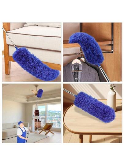 مكنسة قابلة للتمديد من ألياف دقيقة بمقبض من الفولاذ المقاوم للصدأ - متعددة الاستخدامات، مرنة وقابلة لإعادة الاستخدام لتنظيف الأسقف العالية والأثاث والأماكن الضيقة - قابلة للغسل في الغسالة، مثالية لتنظيف المنزل والسيارة الداخلية