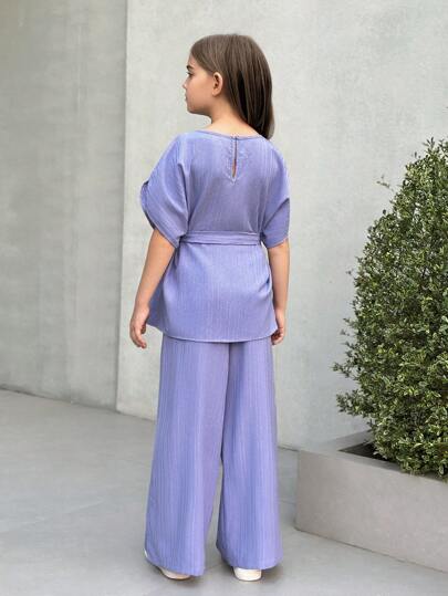 تيشيرتات بناتي مجموعة بلوزة ومرايل شبكيه ذات ربطة الخصر وكتف منسدل مطبوعة برسومات الحروف، (جيرسي نوفا) للفتيات في سن المراهقة ،لوك كاجوال مناسب للربيع والسفر والعطلات