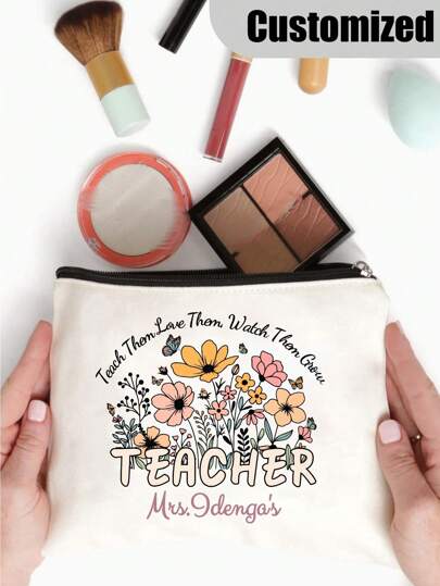 مجموعة بقاء المعلم المخصصة باسم شخصي، هدية للمعلم، هدية نهاية العام للمعلم، تقدير المعلم، كيس أقلام، حقيبة مكياج شخصية، هدية مدرسية، حقيبة تخزين قرطاسية، حقيبة مكياج للسفر، حقيبة أقلام، هدية حفل عروس البكالوريوس، ضروريات السفر للنساء