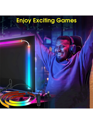 قطعة واحدة إضاءة خلفية شريط ضوئي LED لشاشة الكمبيوتر 24 بوصة، شريط إضاءة RGB ، مشغل بالطاقة من USB، مناسب للديكور المنزلي وغرف الألعاب ومجالات الرياضات الإلكترونية (نمط الزر عشوائي)
