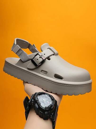 صنادل صيفية رجالية مريحة بنعل ناعم مطاطي مرن, مغلقة الأصابع ذات نعل سميك مانع للانزلاق، تصميم عصري وقابل للتنفس، مناسبة للشاطئ موديل وصول جديد 2025