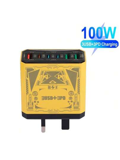 قطعة واحدة شاحن متوافق مع آيفون 16 و15 و14 و13 ب- 3 منافذ USB + 3 منفذ شحن متطور، شاحن iPad سريع الشحن، شاحن حائط سريع الشحن