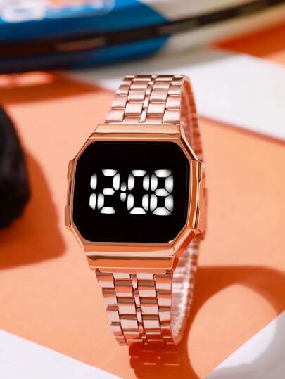 ساعة إلكترونية رقمية بشاشة LED وحزام من الصلب، مناسبة كهدايا عيد الميلاد والتخرج للمراهقين، قطعة واحدة