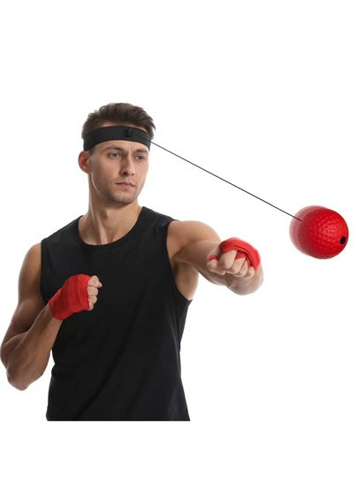 مجموعة لياقة بدنية للكبار لتحفيز الانتباه والتركيز والرد، تشمل؛ شريط الرأس، كرة الاستجابة، كرة الملاكمة، كرة السرعة السحرية، اكسسوارات للملاكمة للمبتدئين