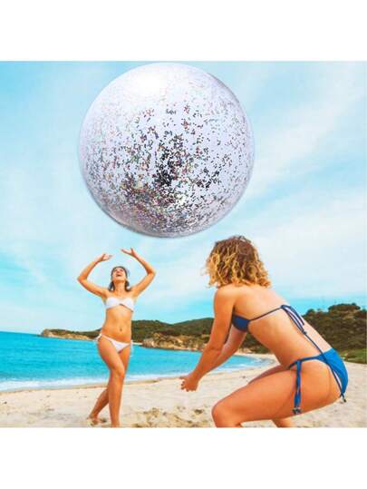 كرة شاطئ نفاخة مطرزة بالترتر شفافة للغاية، كرة إعلانية للشاطئ ذات ترتر ومضيئة، لا حاجة لمضخة للنفخ