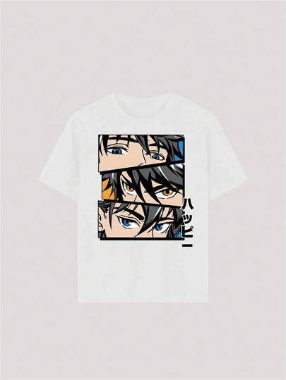 قميص تيشيرت كاجوال للأولاد طباعة جرافيكية بياقة دائرية وأكمام قصيرة، ملابس شباب طلاب صيفية - يوفر تيشيرتات فريدة للهواة الذين يرغبون في الظهور بشكل مميز