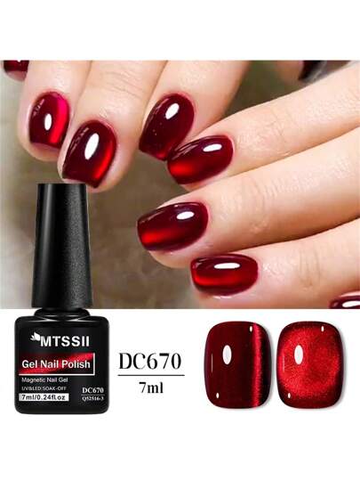 Mtssii طلاء أظافر جيل عين القطة الأحمر، جيل مغناطيسي عين قطة لامع، جيل آمن للنقع لفن الأظافر ، طلاء أظافر دائم نصف دائم، هدية صالون المنزل لصيف الأظافر