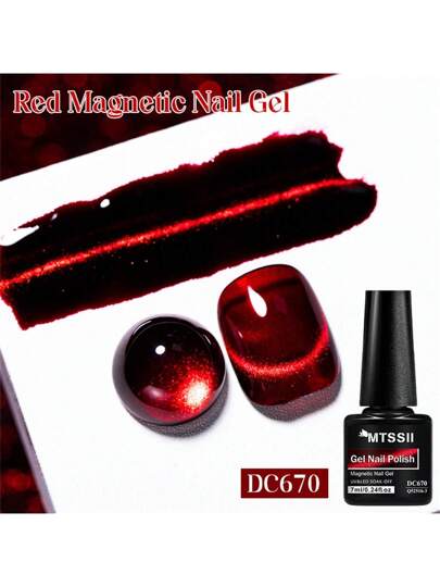 Mtssii طلاء أظافر جيل عين القطة الأحمر، جيل مغناطيسي عين قطة لامع، جيل آمن للنقع لفن الأظافر ، طلاء أظافر دائم نصف دائم، هدية صالون المنزل لصيف الأظافر